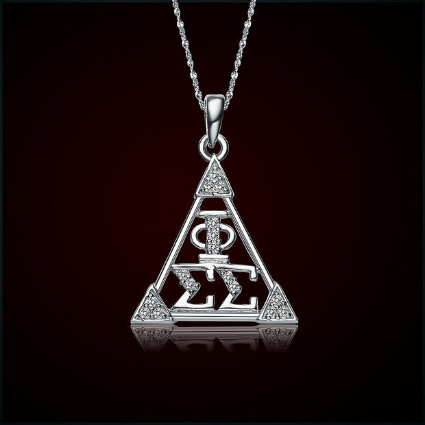 Phi Sigma Sigma Triangle Silver Lavalier (PSS-P005)
