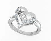 Alpha Chi Omega Ring - Heart Shape Design, Sterling Silver (ACO-R002)