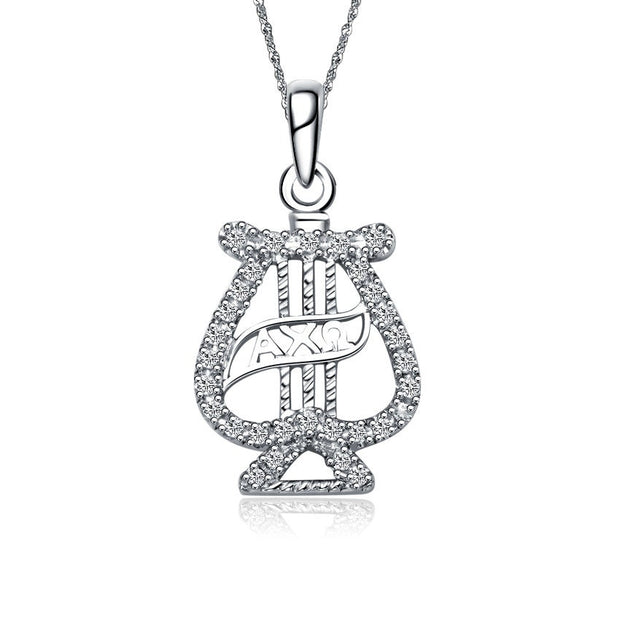 Alpha Chi Omega Lavalier - Lyre Design Sterling Silver (P004)