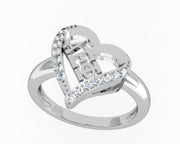 Alpha Epsilon Phi Ring, Heart Design, Sterling Silver (R002)