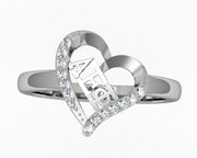 Alpha Epsilon Phi Ring, Heart Design, Sterling Silver (R002)