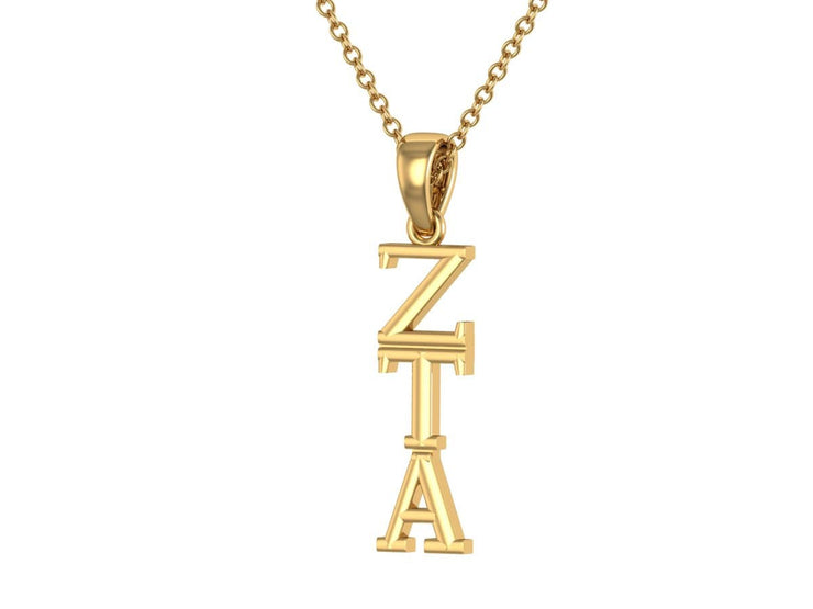 Zeta Tau Alpha Pendant, Sterling Silver with Yellow Gold Plating