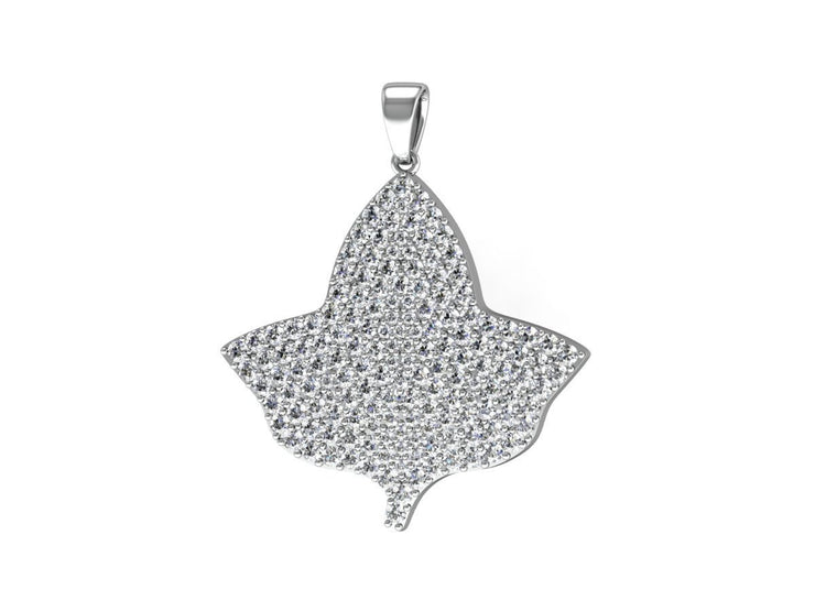 Large Ivy Leaf with Crystal Necklace - Sterling Silver