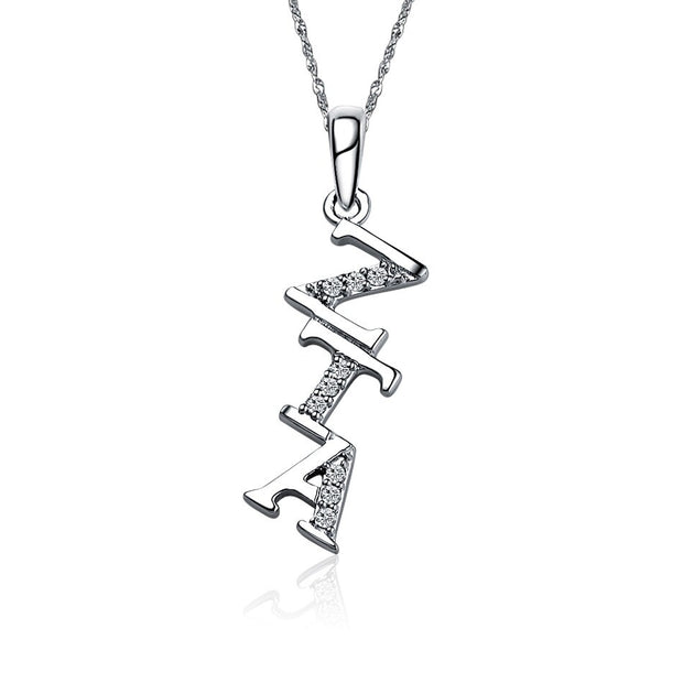 Zeta Tau Alpha Lavalier, Diagonal Design, Sterling Silver (P002)