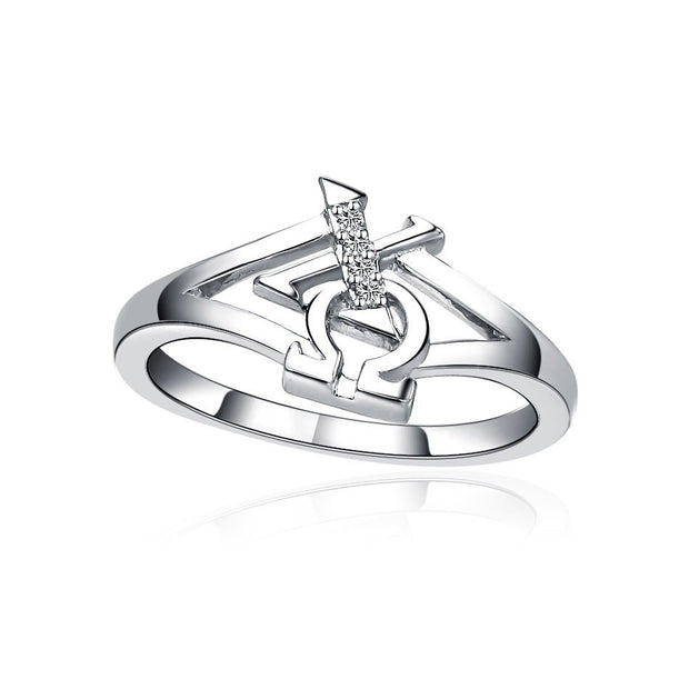 Chi Omega Ring - Diagonal Sterling Silver (R002)