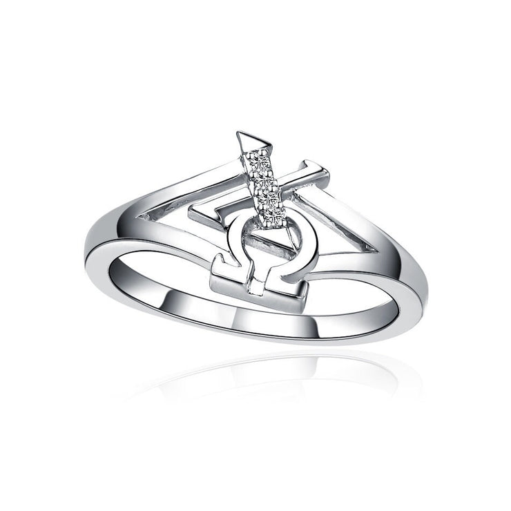 Chi Omega Ring - Diagonal Sterling Silver  (CO-R002)