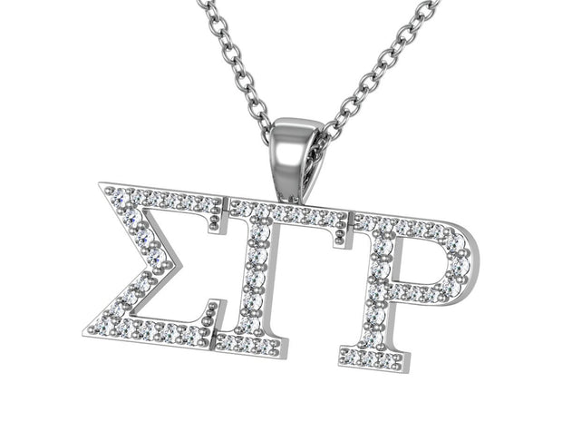 Sigma Gamma Rho Horizontal Letters Necklace - Sterling Silver (SGR-P006)