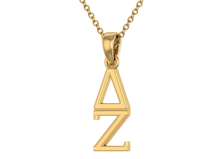 Delta Zeta Pendant, Sterling Silver with Yellow Gold Plating