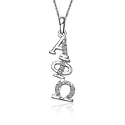 Alpha Phi Omega Necklace, Diagonal Design, Sterling Silver (APO-P002)
