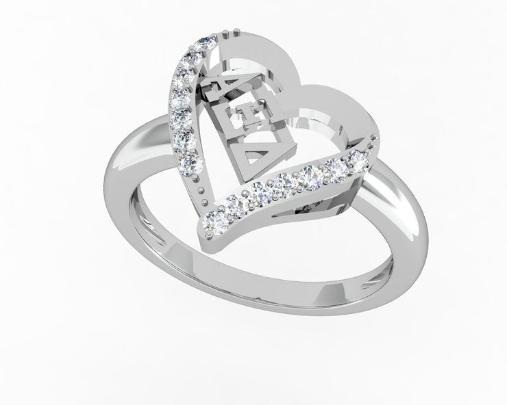 Alpha Xi Delta Ring - Heart Design Sterling Silver (AXD-R002)