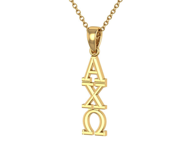 Alpha Chi Omega Pendant, Sterling Silver with Yellow Gold Plating