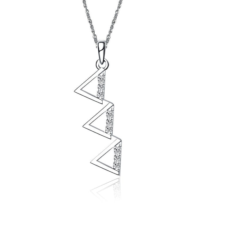 Delta Delta Delta Necklace - Diagonal Design, Sterling Silver (DDD-P002)