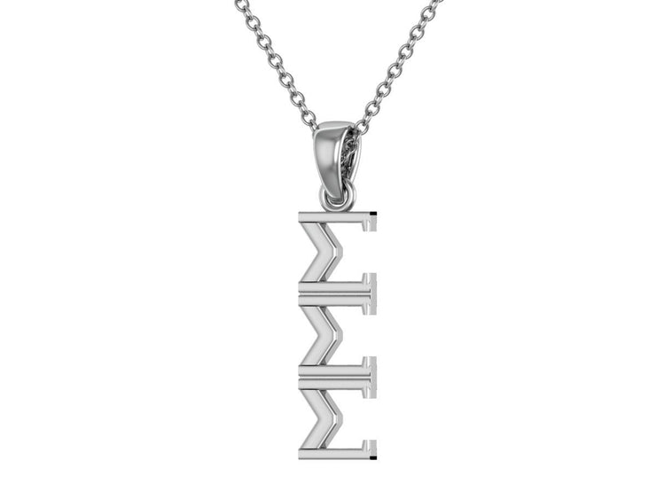 Sigma Sigma Sigma Necklace, Sterling Silver / Tri Sigma Necklace / Lavalier / Big Little Gift / Sorority Jewelry / Tri Sigma Gift