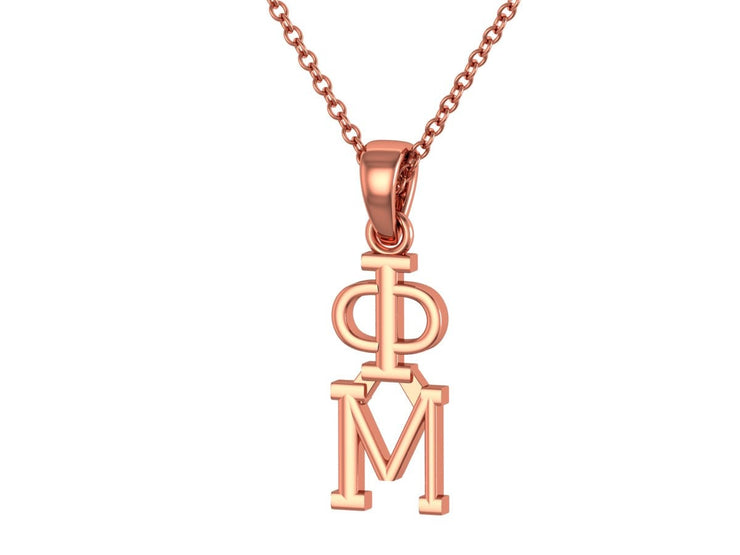 Phi Mu Necklace Sterling Silver with Rose Gold Plating / Phi Mu Lavalier / Big Little Gift / Sorority Jewelry /Phi Mu Gifts