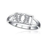 Alpha Omicron Pi Horizontal Silver Ring (R001)