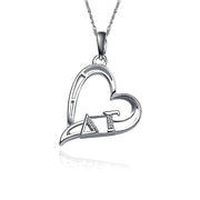 Delta Gamma Necklace - Heart Shape Design, Sterling Silver (DG-P006)