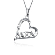 Alpha Xi Delta Necklace - Heart Shape Design, Sterling Silver (AXD-P003)