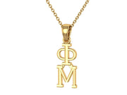 Phi Mu Necklace Pendant, Sterling Silver with Yellow Gold Plating