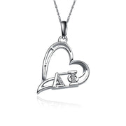 Alpha Phi Necklace, Heart Shape Design, Sterling Silver (AP-P008)