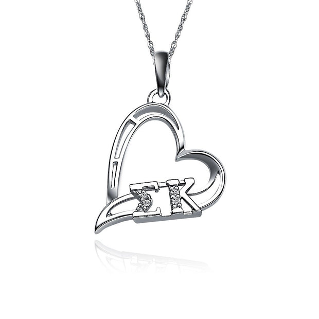 Sigma Kappa Lavalier - Heart Design, Sterling Silver (SK-P008)