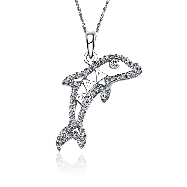 Delta Delta Delta Lavalier, Dolphin Design, Sterling Silver (M028)