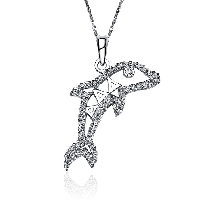Dolphin Necklace, Sterling Silver (M028)