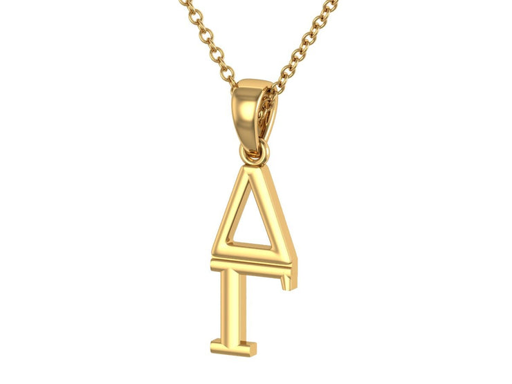 Delta Gamma Pendant, Sterling Silver with Yellow Gold Plating