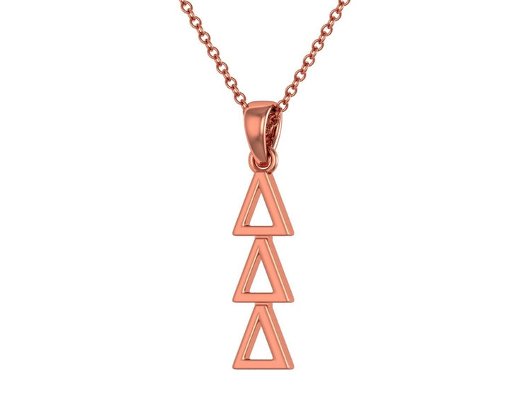 Delta Delta Delta Necklace Sterling Silver with Rose gold Plating / Tri Delta Necklace / Big Little Gift / Sorority Jewelry / Tri Delta Gift