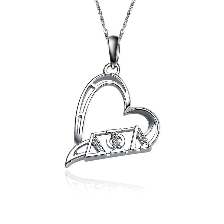 Delta Phi Lambda Lavalier,  Heart Shape Design, Sterling Silver (DPL-P003)