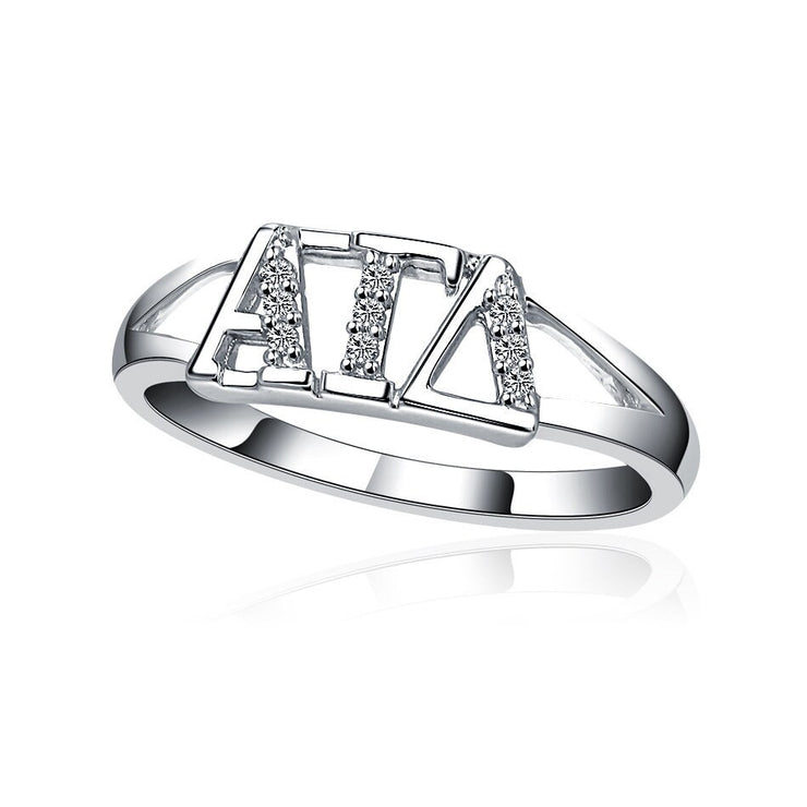 Alpha Gamma Delta Ring, Horizontal Design, Sterling Silver (R001)