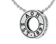 Alpha Omicron Pi Necklace, Eternity Love Design, Sterling Silver (AOP-P013)