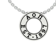 Alpha Omicron Pi Necklace, Eternity Love Design, Sterling Silver (AOP-P013)
