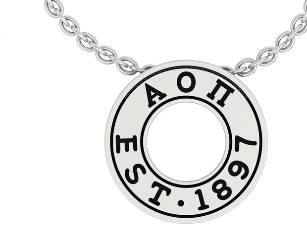 Alpha Omicron Pi Necklace, Eternity Love Design, Sterling Silver (P013)