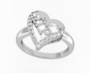Sigma Gamma Rho Ring, Heart Design, Sterling Silver (SGR-R002)