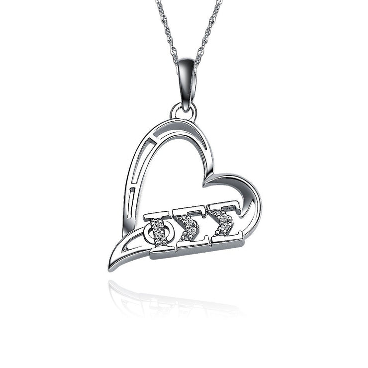 Phi Sigma Sigma Lavalier - Heart Shape Design, Sterling Silver (PSS-P011)