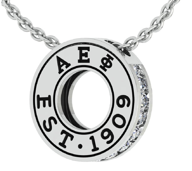 Alpha Epsilon Phi Lavalier, Eternity Love Design, Sterling Silver (P008)
