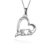 Kappa Delta Lavalier - Heart Shape Design, Sterling Silver (KD-P003)