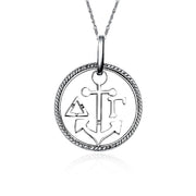 Delta Gamma Necklace -  Circular Anchor Design, Sterling Silver (DG-P003)