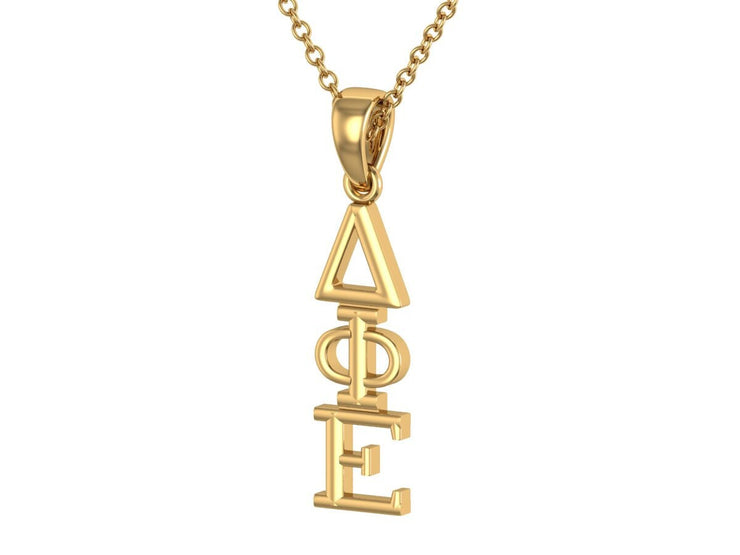 Delta Phi Epsilon Pendant, Sterling Silver with Yellow Gold Plating