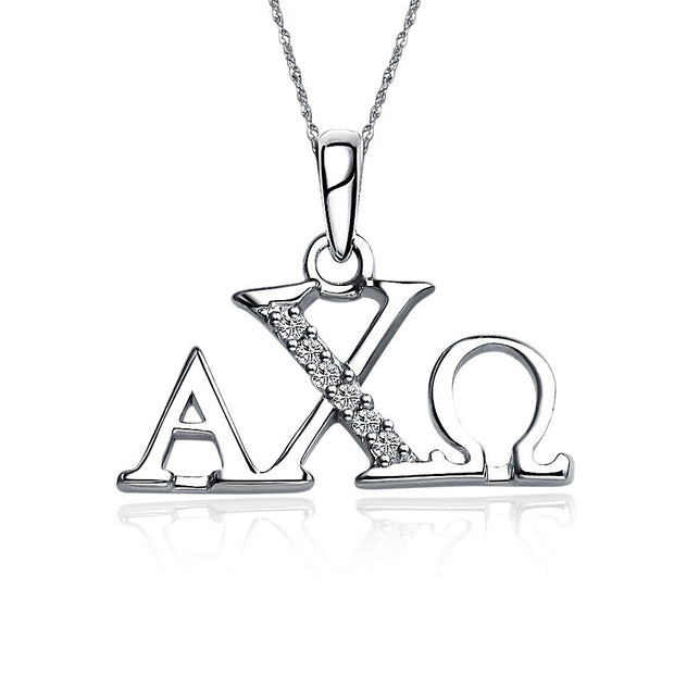 Alpha Chi Omega Lavalier, Horizontal Design, Sterling Silver (P005)