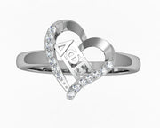 Delta Phi Epsilon Ring, Heart Design, Sterling Silver (DPE-R002)