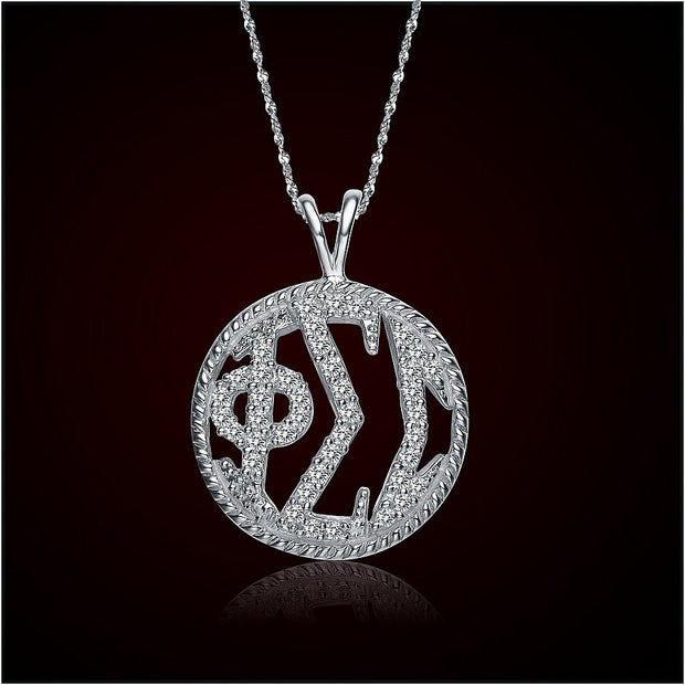 Phi Sigma Sigma Lavalier - Circular Shape Sterling Silver  (PSS-P007)