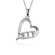 Sigma Gamma Rho Necklace, Heart Design, Sterling Silver (SGR-P003)
