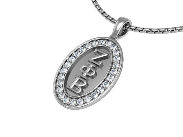 Zeta Phi Beta Oval Shape Sterling Silver Pendant (P007)