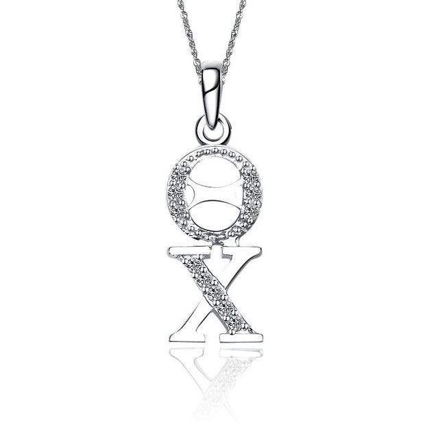 Theta Chi Lavalier for Sweetheart - Sterling Silver; with 18" Silver Chain (P001)