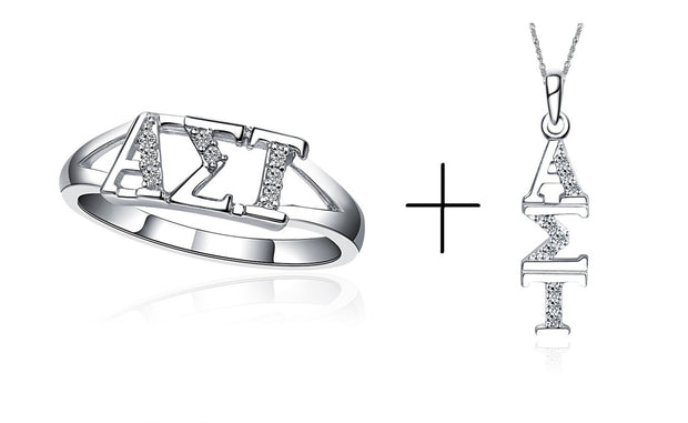 Alpha Sigma Tau Ring - Sterling silver Plus a Necklace with 18" (AST-R001+P001)
