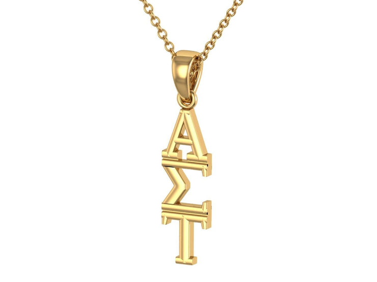 Alpha Sigma Tau Pendant, Sterling Silver with Yellow Gold Plating