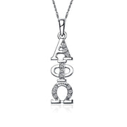 Alpha Phi Omega Necklace, Vertical Design, Sterling Silver (APO-P001)