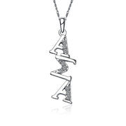 Alpha Sigma Alpha Necklace - Diagonal Design, Sterling Silver (ASA-P002)