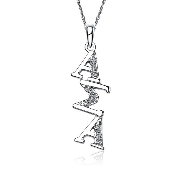 Alpha Sigma Alpha Necklace - Diagonal Design, Sterling Silver (P002)